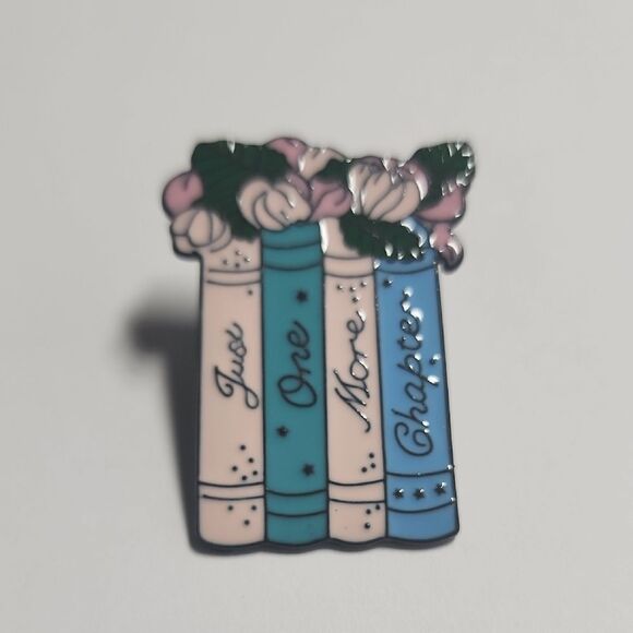 Colorful Book Enamel Pin Just One More Chapter - Picture 1 of 2